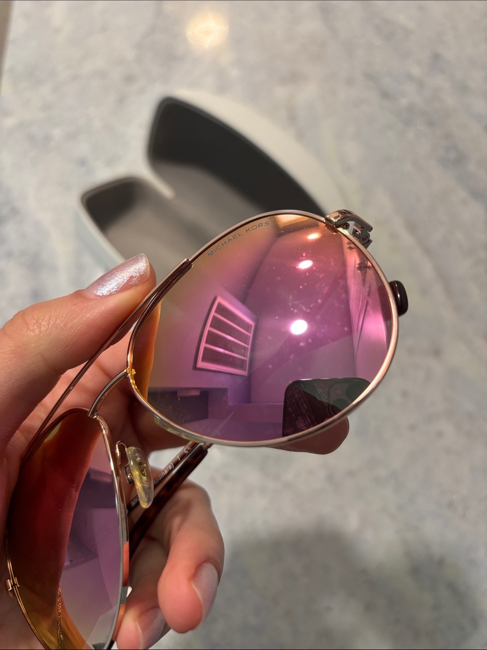 Michael Kors Rose Gold Mirrored Aviator Sunglasses - Picture 3 of 12